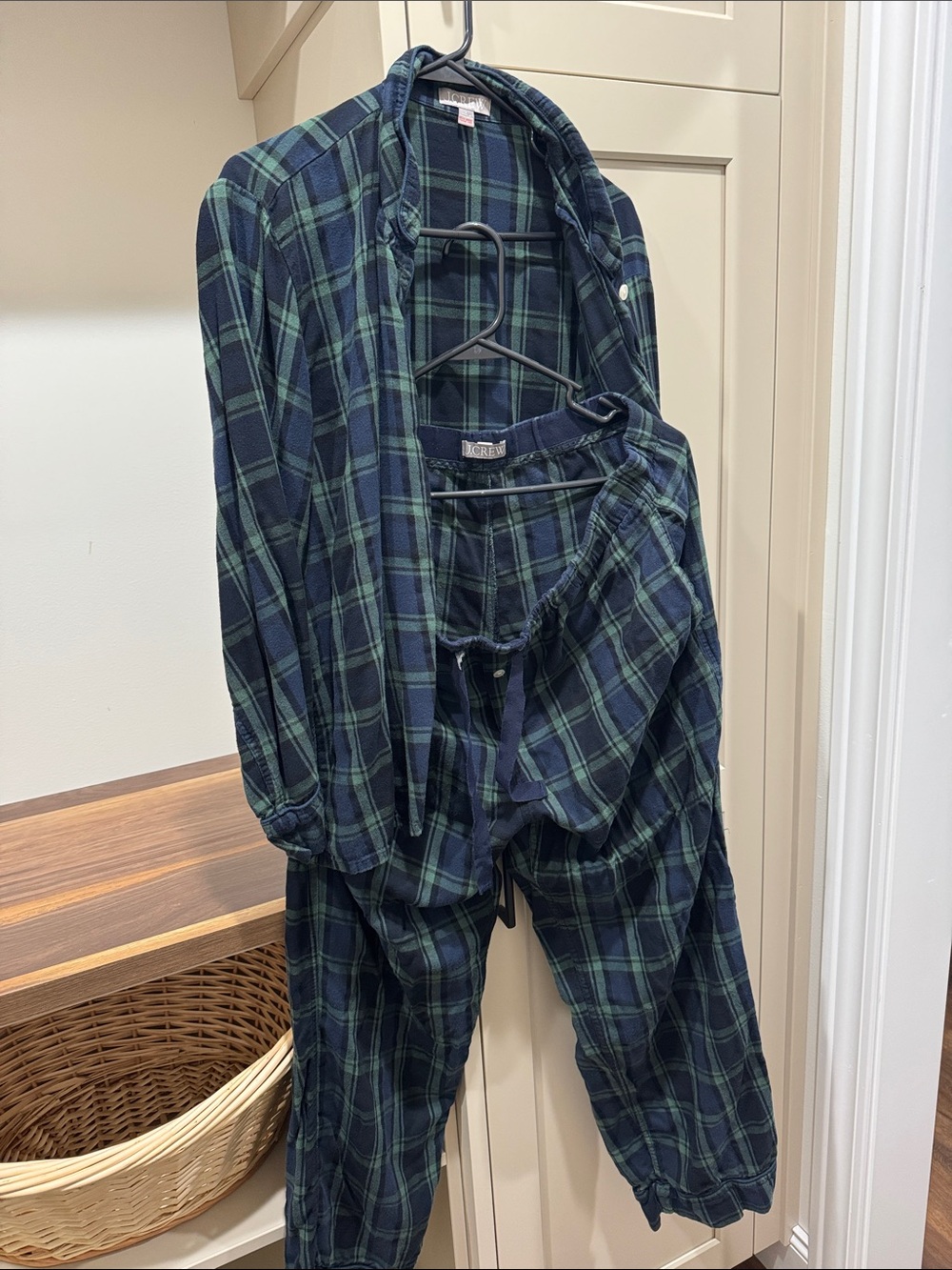 Women’s  Navy & Green J Crew Plaid Flannel Pajama Set